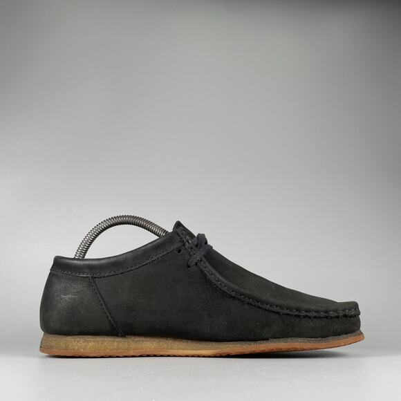 Men\'s 7.5 Women\'s 9 Clarks Originals Wallabees Black Leather Lace Up Shoes GUC main image 4